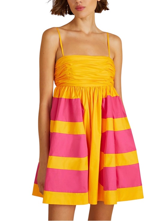 AMUR Dresses & Skirts - AMUR Aslin Colorblock Dress Size 4 Fuchsia Pink Marigold Mini NWT Sample